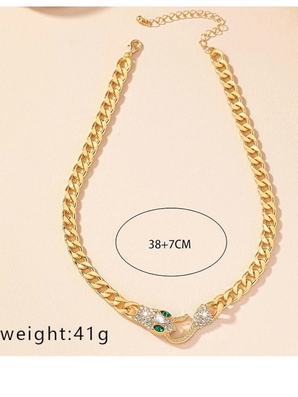 Anthropologie Gold-Tone Snake Choker with Green Accents